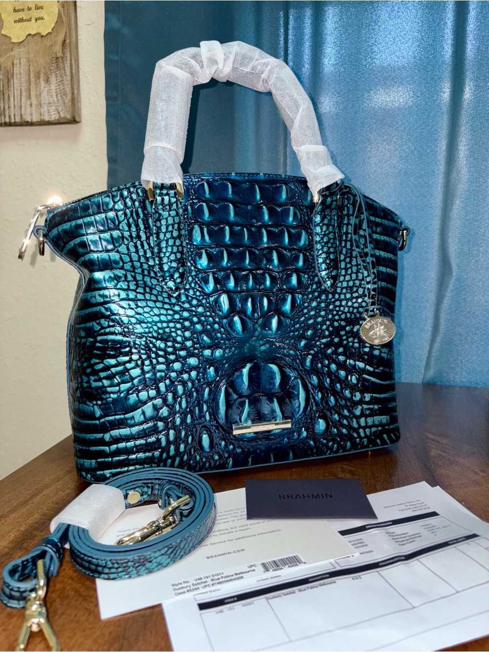 Brahmin NWT Duxbury - Blue Patina - Peacock/Teal - Jewel Tone - Two Eyes